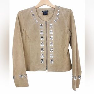Boston Proper genuine leather embellished jacket